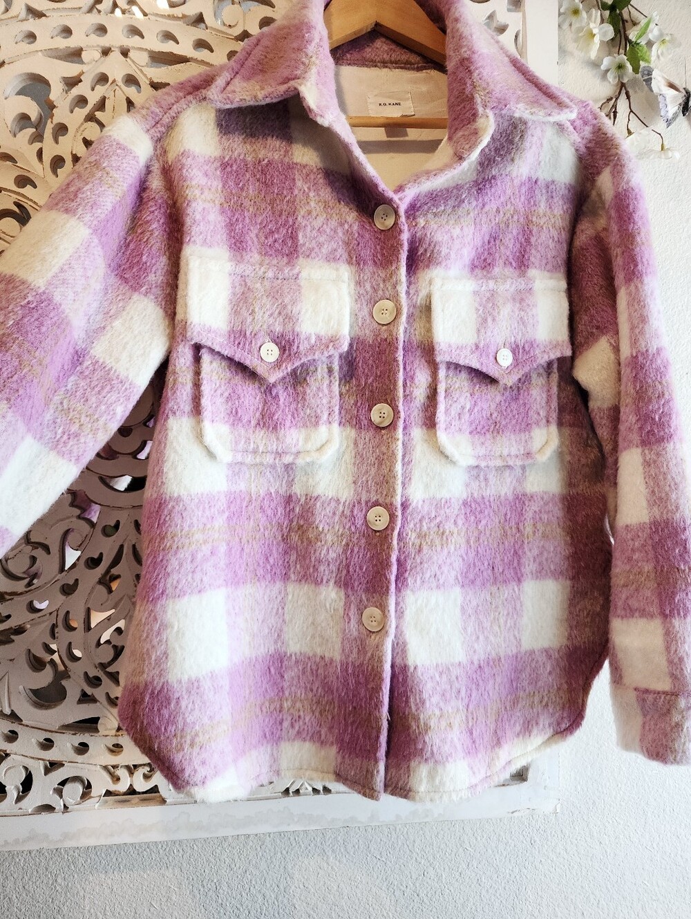 R.G. KANE PLAID PINK FRONT BUTTON LONG SLEEVE SHIRT WOMENS SIZE SMALL - Picture 7 of 15
